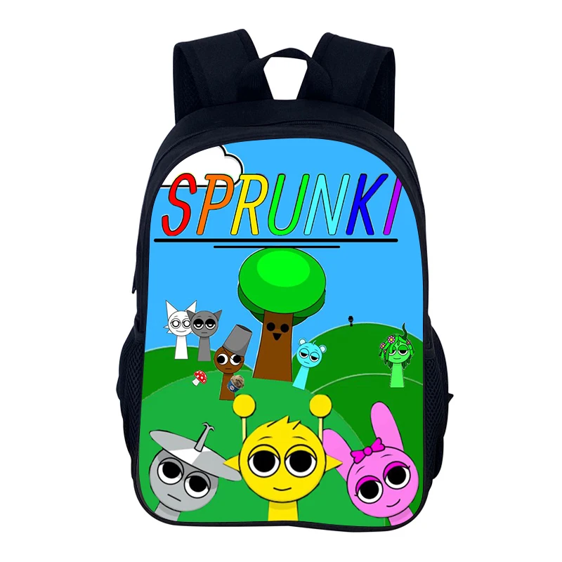 Sprunki Game Backpack Cartoon School Bag 40cm/15.7inch Backpack Lightening Zipper Backpack Book Bags Computer Backpack