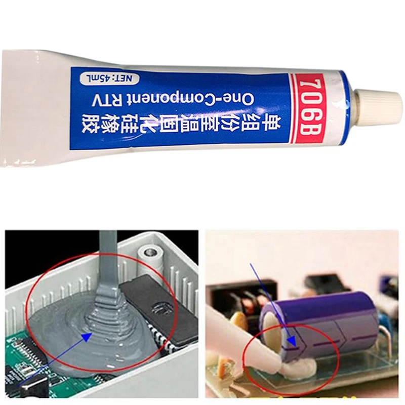 Sellador electrónico aislante de alta temperatura, pegamento adhesivo de vidrio y Metal, 706B, 1 unidad