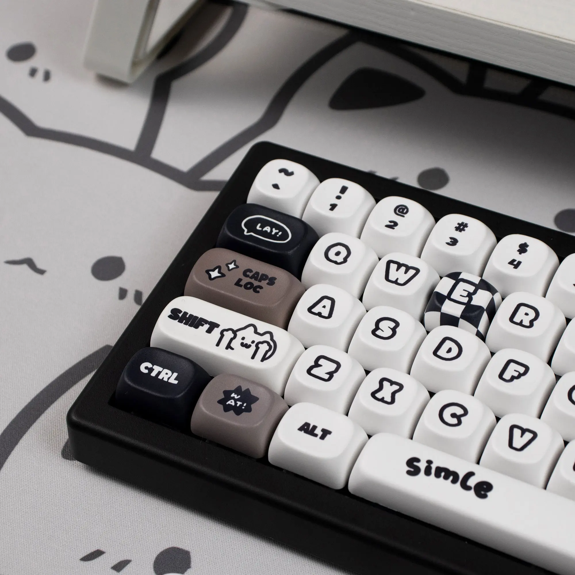 Imagem -04 - Gatos e Filhotes Keycaps Moa Perfil Sublimação Térmica Pbt Keycaps Personalizado Bonito Keycap para 64 104 108 Teclado Mecânico