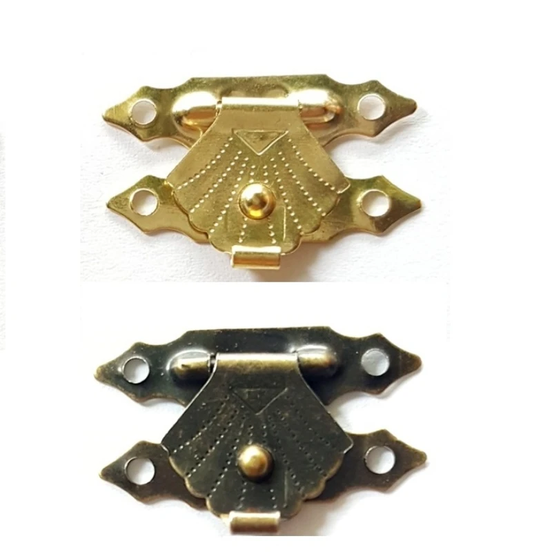 

1000pcs 29*18mm Agraffe Lock Horns Bronze Gold Buckle Wooden Gifts Box Packing Clasp Latch Hook Small Drawer Door Fixture