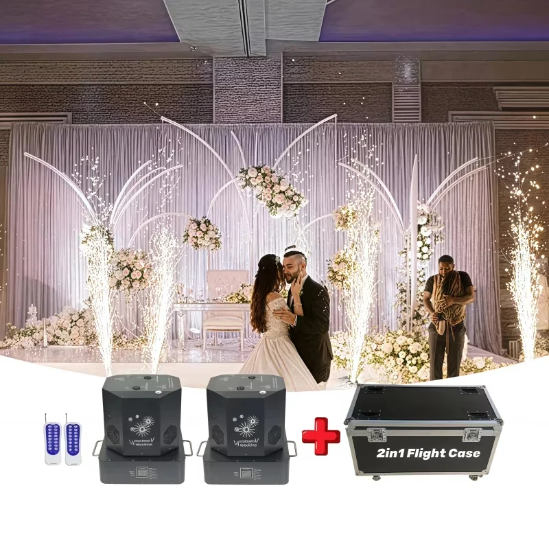 Dual-Head 360° Spinning Cold Spark Machine Remote-Controlled Cold Sparkler for Wedding Stage
