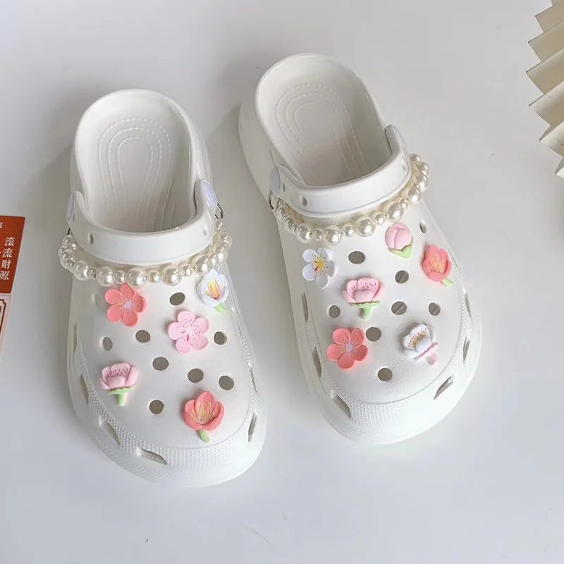 2024 Hot Salling  Colorful Flowers Resin Hole Shoe Charm Accessories Diy Shoe Buckle Decor Fit Pins shoes Charms Kid Party Gift