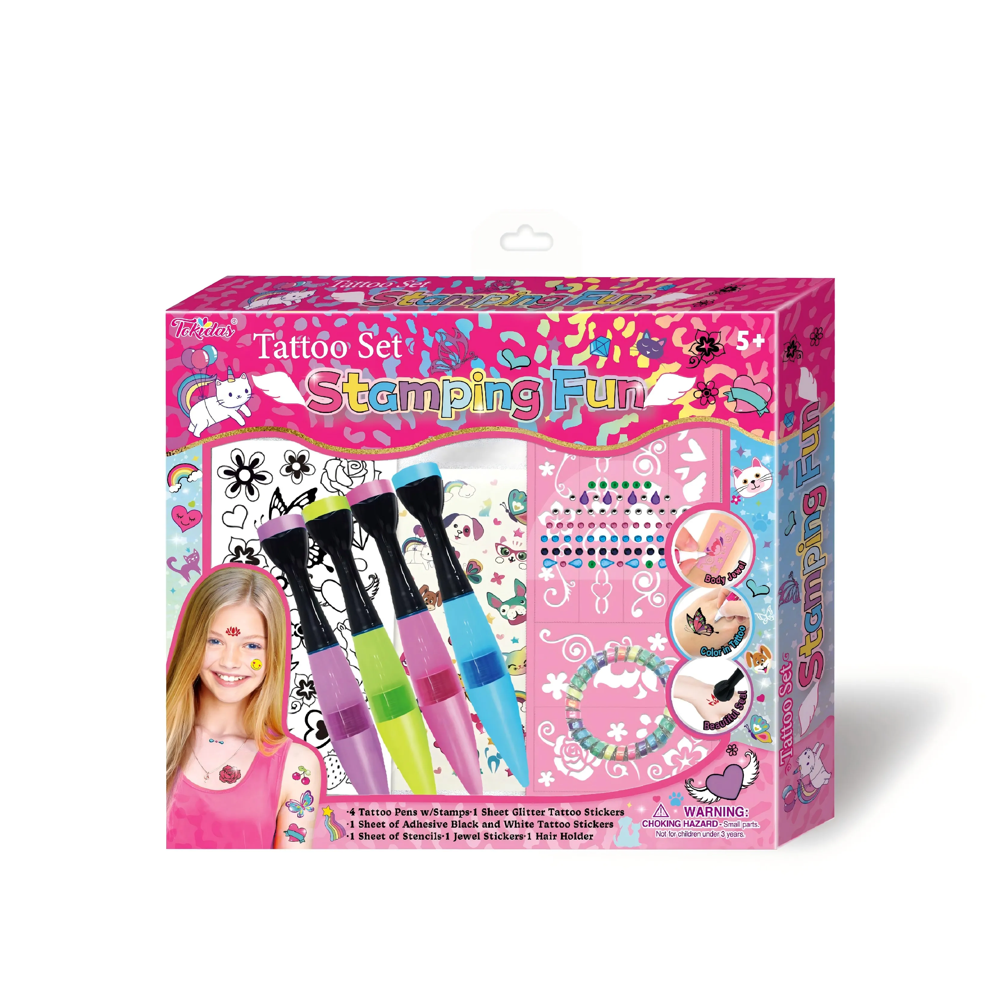 Ensemble de maquillage pour enfants, ensemble de tatouage d'art corporel, stylo de tatouage, pierres de tatouage, ensemble d'autocollants de pierres précieuses, jouets pour enfants, 2024