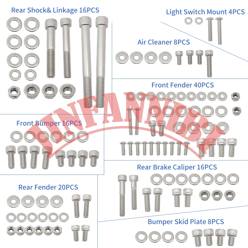 Stainless Steel Engine Body Screw Bolts Kit For Honda FourTrax 250 TRX250R 1986 1987 1988 1989