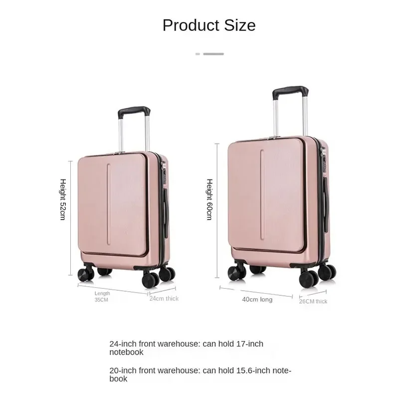 Voorkant Opening Laptop Bagage Kleine 20 "Boarding Trolley Case 24" Heren Zakenreizen Lockbox Dikke Set Droge En Natte Scheiding