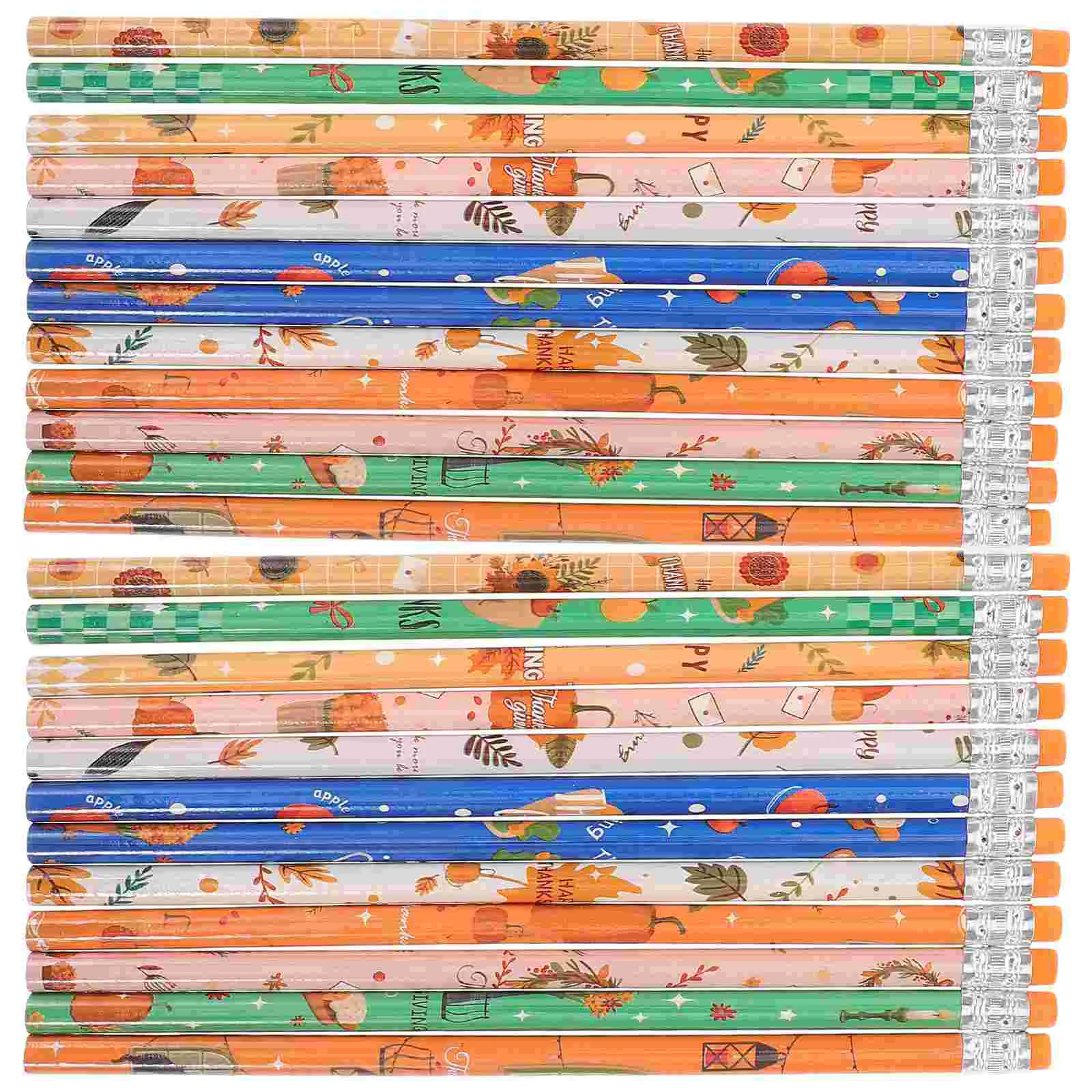 

24 Pcs Pumpkin Autumn Pencil Pencils with Rubbers on The End Goody Bag Stuffers for School Party Drawing Eraser Wood Student