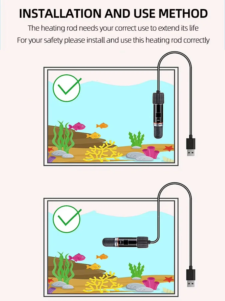 USB-Mini-Aquarium-Heizstab 10W, tauchbarer Thermostat-Heizer für kleine Aquarien, hält 26 Grad ° C Konstante Temperatur – Detail 10