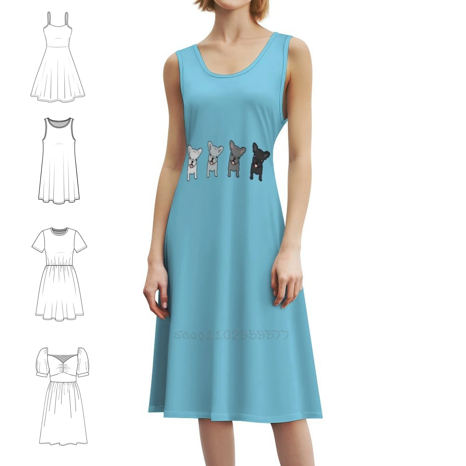 فستان عطلة مثير ملصق فرنسي سعيد للنساء فستان قصير لحفلات أعياد الميلاد وحفلات الشاطئ ملابس نسائية فرنسية سعيدة #1