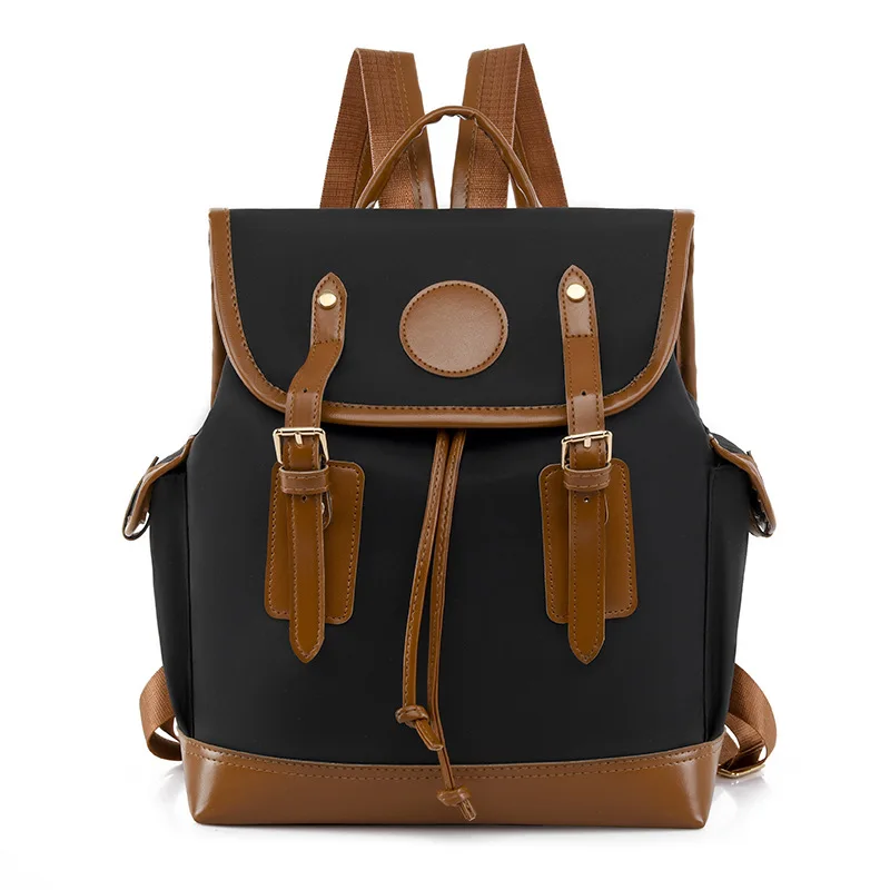 Retro Contrasting Color Oxford Cloth Backpack for Women, Large Capacity, Water-Repellent, Student School Bag, Multi-Carry Commuter Computer Backpack