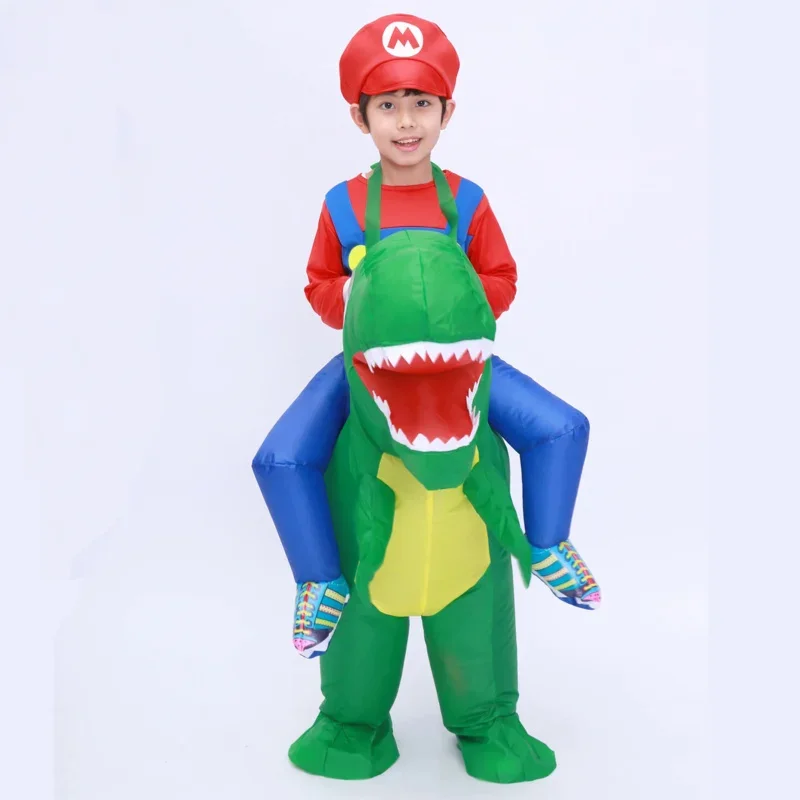 Kids Child Inflatable T Rex Dinosaur Costume Cosplay Girls Boys Ride Dinosaur Halloween Purim Party Inflated Garment Disfraces Q