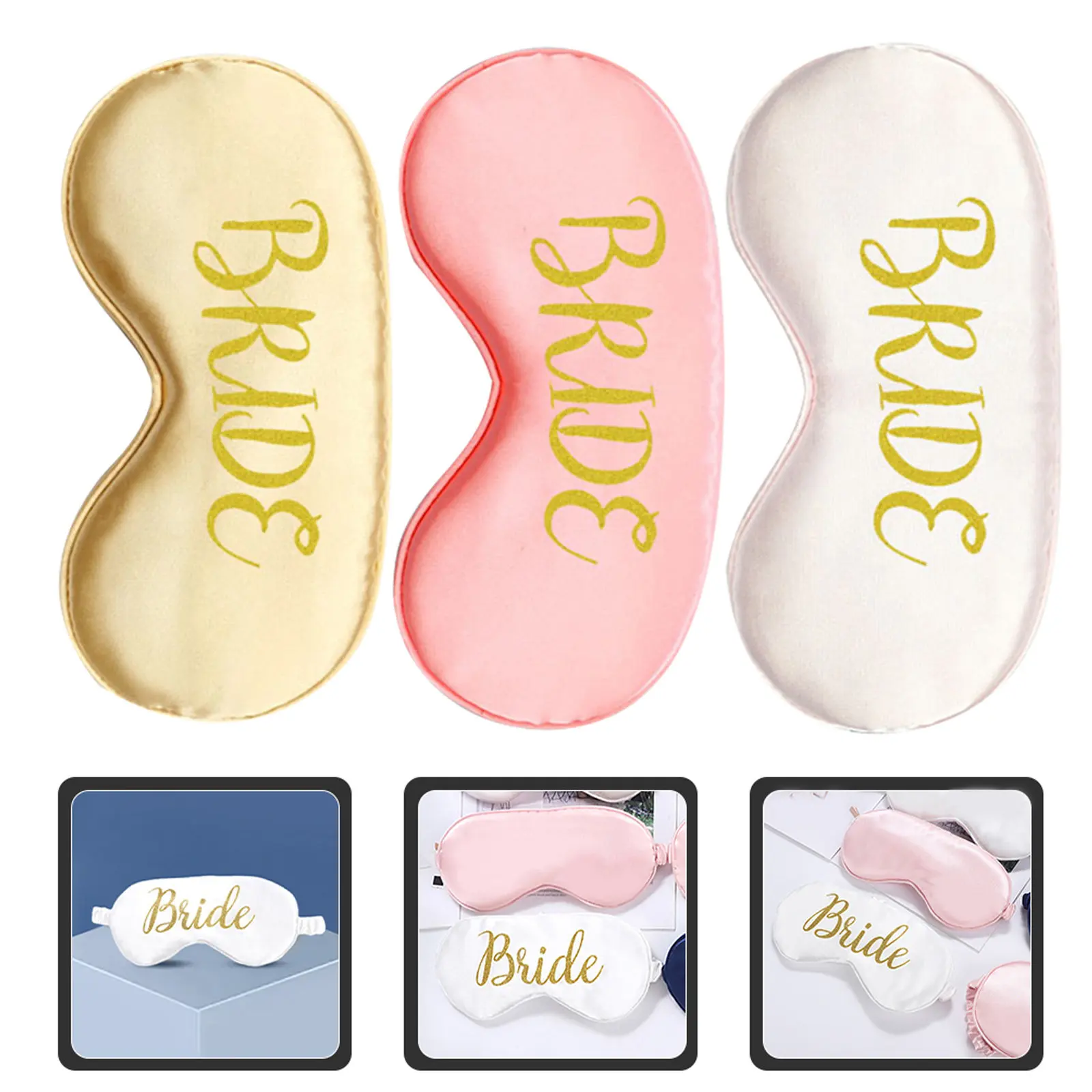 

3 Pcs Decorative Eye Mask Bridesmaid Sleep for Sleeping Embroidered Silk Comfortable