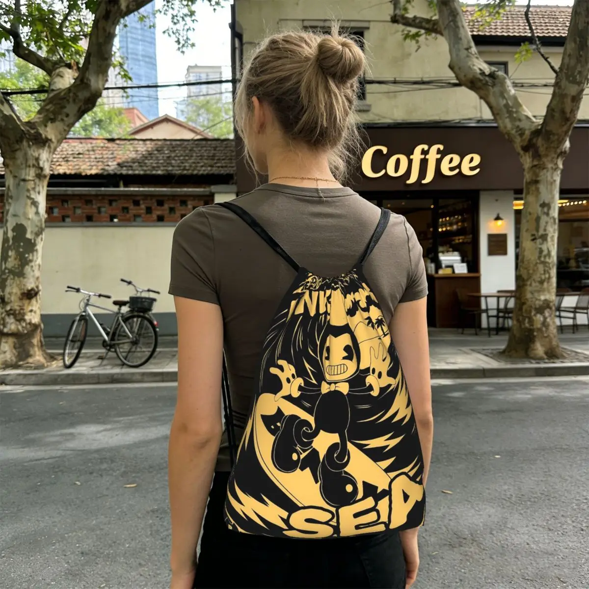 Bendy And The Ink Machine Game Backpacks Fashion Drawstring Bags Sports Bag Book Bags for Man Woman School