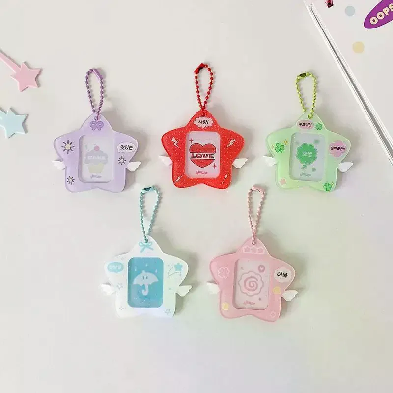 韓国スタイルハードカードフォルダーレンガアクリル 1 インチ ID 写真ストレージディスプレイペンダントキーホルダー装飾品