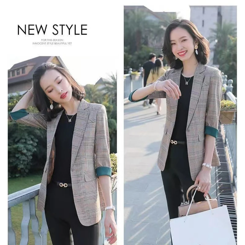 Blazer Plaid Suits donna Work Office Ladies manica lunga primavera Casual Blazer New Fashion Business Blazer donna giacca donna