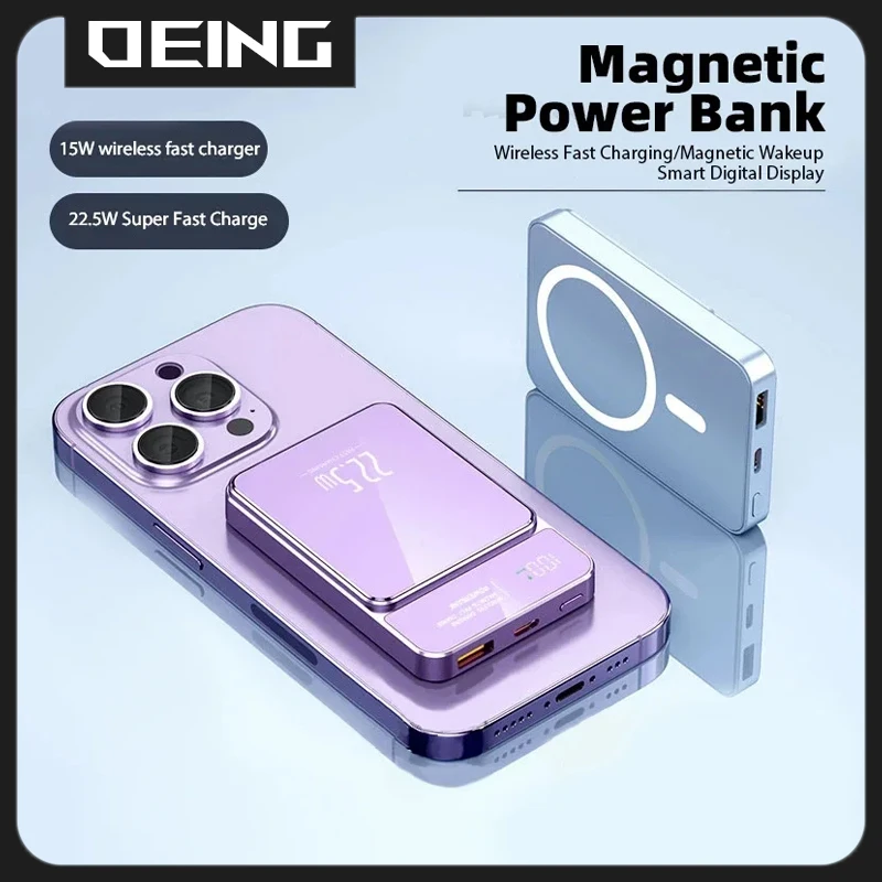 10000mAh Magnetic Wireless Power Bank 22.5W Fast Charger External Battery For Magsafe Powerbank For iPhone Xiaomi Huawei Samsung