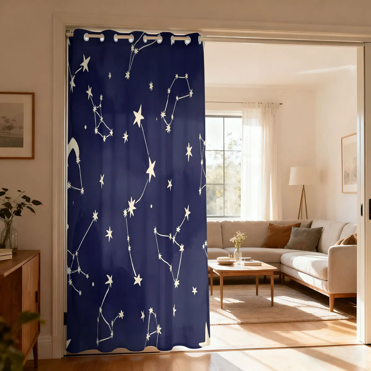 1pc Retro Rose Floral Single Loop Curtain, Decorative Door Curtain For Living Room Bedroom, Fashionable Home Hanging Curtain