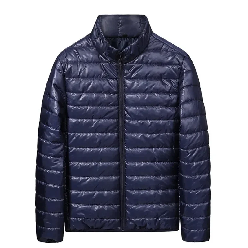 Men\'s Down Jacket Soft Lightweight Autumn Winter Solid Slim Padded Turtleneck Coat Male Casual Warm Long Sleeve Zipper Jackets