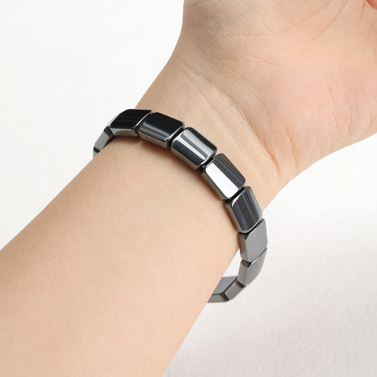 Black Hematite Bead Bracelet Polished Gemstone Style Jewelry for Men Women Unisex Minimalist Everyday Wrist Accessory Gift