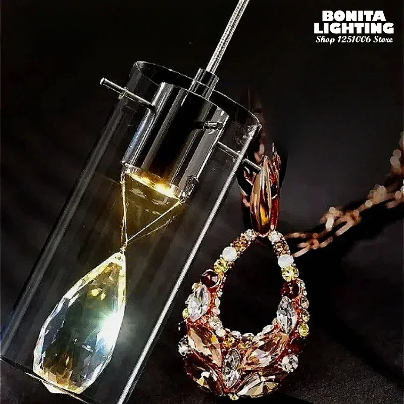 Single Head Luxury K9 Crystal Modern Chandelier Sparkling Jewelry Diamond Droplight Bedside Resturant Glass Led Pendant Lamp