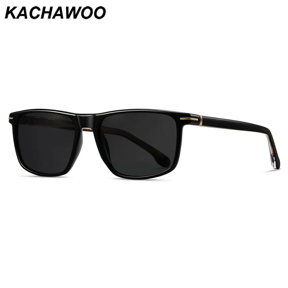 

Kachawoo TR90, черные квадратные солнцезащитные очки, поляризационные мужские ацетатные модные солнцезащитные очки для мужчин, летние оттенки в европейском стиле