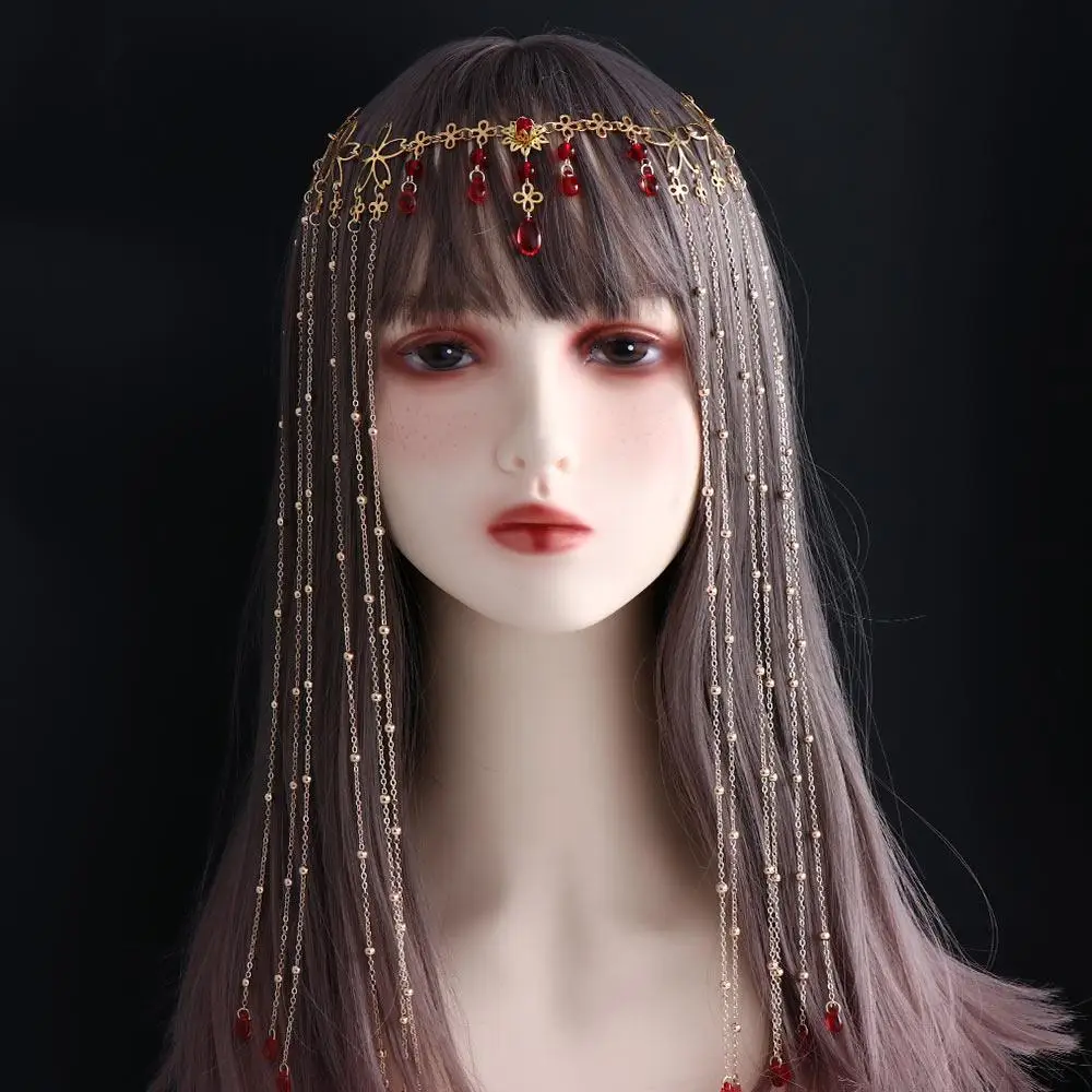 Vintage Süße Kopfbedeckung Haarnadeln Hohle Blume Kristall Frauen Haarspangen Lange Quaste Schleier Koreanische Haarspangen Chinesische Hanfu Hairwear