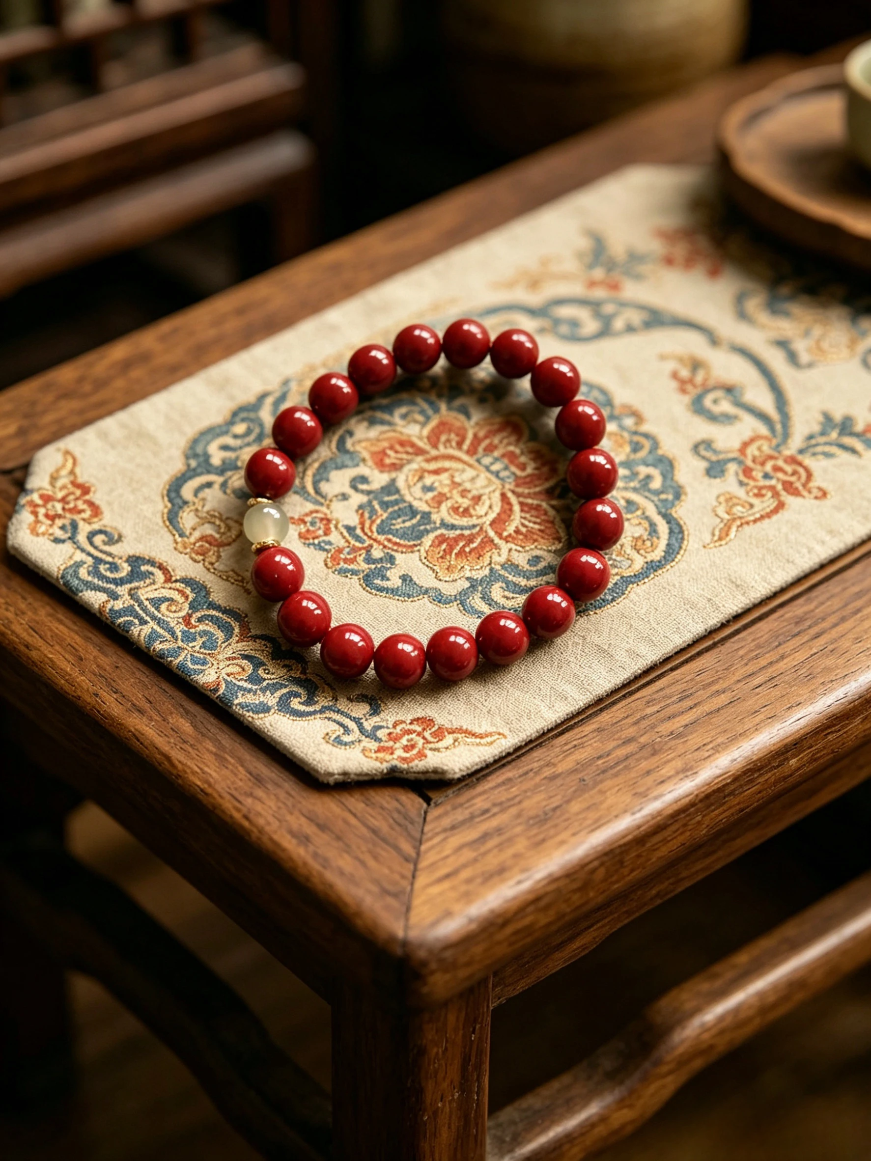 

Minimalist Red Cinnabar Stretch Bracelet
