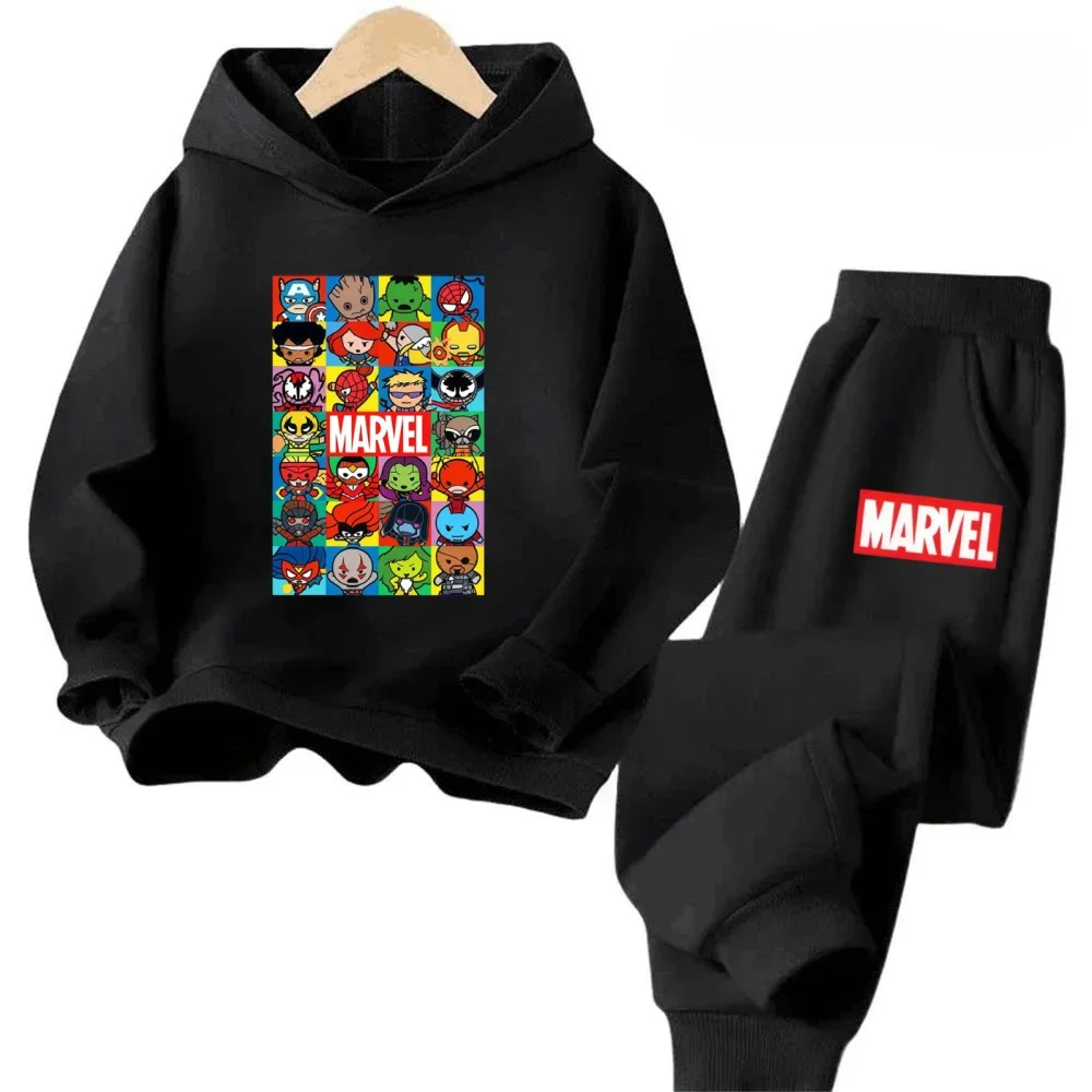 

Kids 2PCS Marvel Hoodie Tracksuit Super Hero Cartoon Print Long Sleeve Tops Pants Boys Girls Casual Warm Daily Wear Outfit
