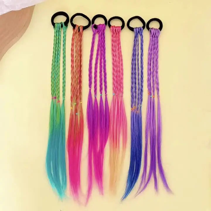 6 piezas de lazos para el cabello trenzados de peluca dulce de estilo bohemio multicolor adecuados para niñas