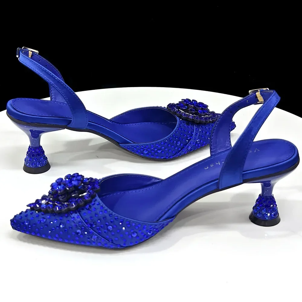 Crystal Rhinestone Heels & Clutch Bag Set Pointed Slingback Heels Women Wedding Prom Party Elegant Formal Matching Shoe Purse