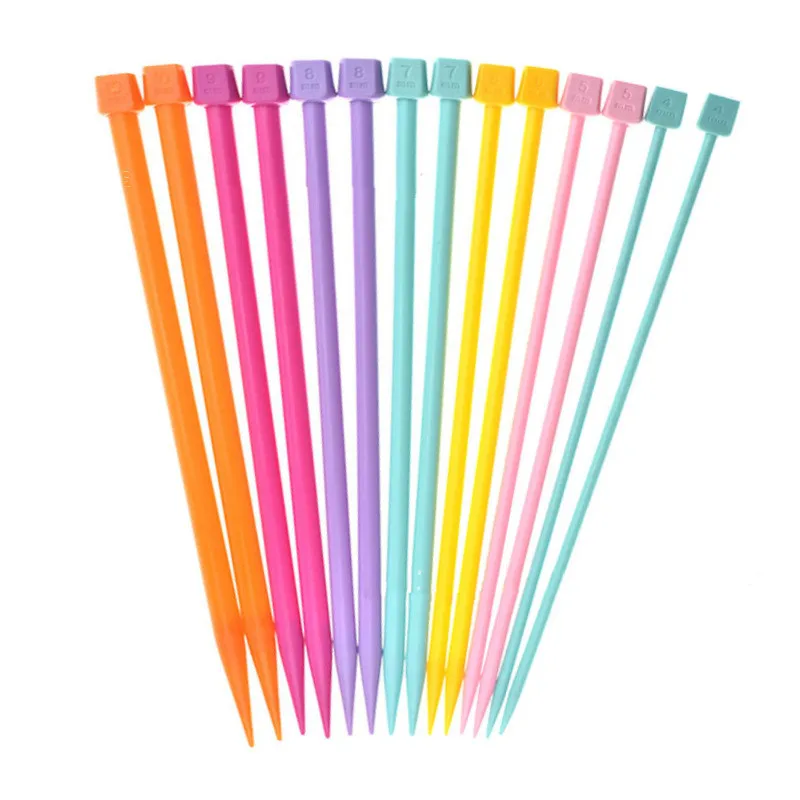 7 Pairs 4.0mm-10.0mm Knitting Needles Plastic 25/35cm Single Pointed Yarn Weave Knitting Needles Hook DIY Knitted Tool for Scarf