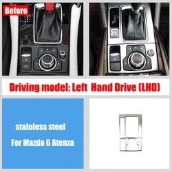 For Mazda 6 Atenza 2016 2017 2018 Interior Mouldings Accessories Gear Shift Gear brake panel cover Trim Stainless steel 2pcs