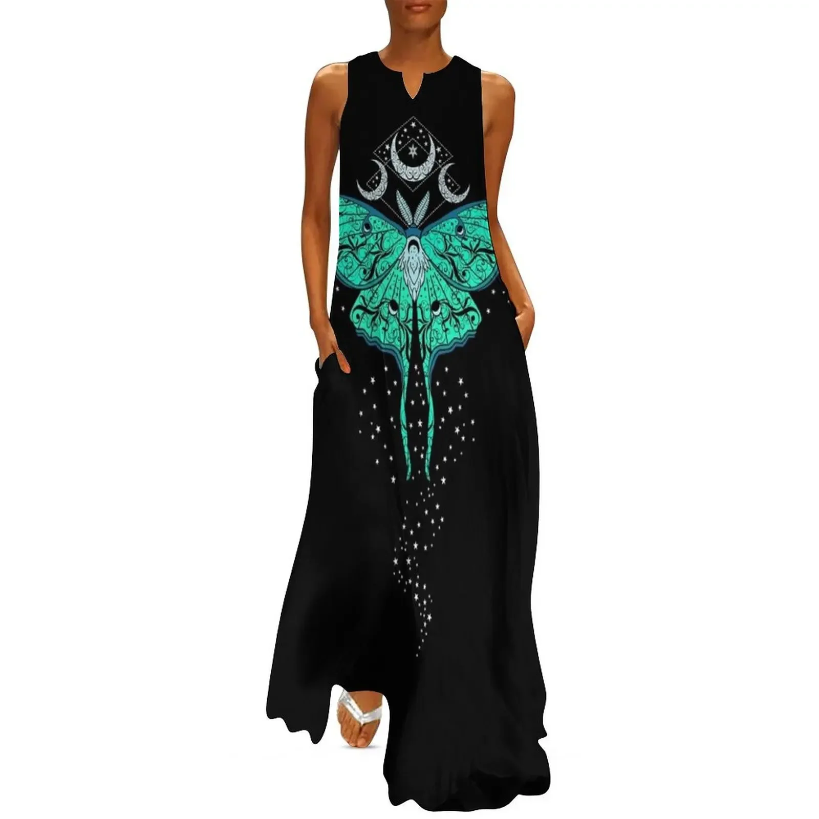 

Celestial Luna Moth Long Dress dresses for special events dress women elegant luxury Dress
