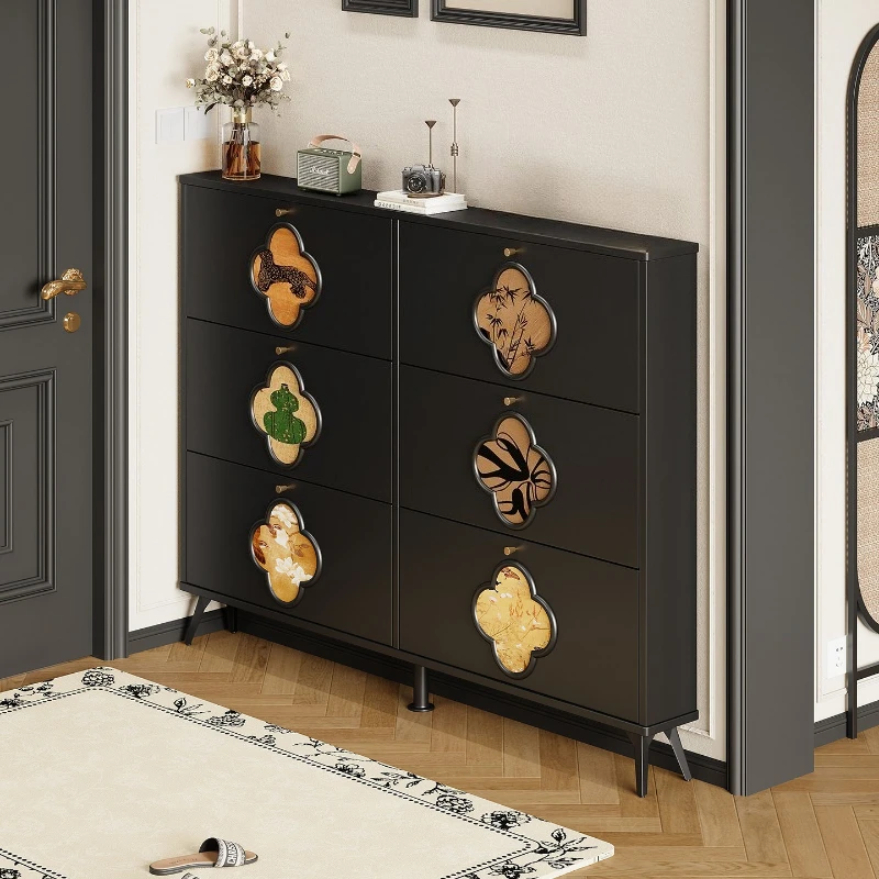 

Retro black shoes cabinet wooden aesthetic entrance porch shoes organizer living room zapatera organizador de zapatos furniture
