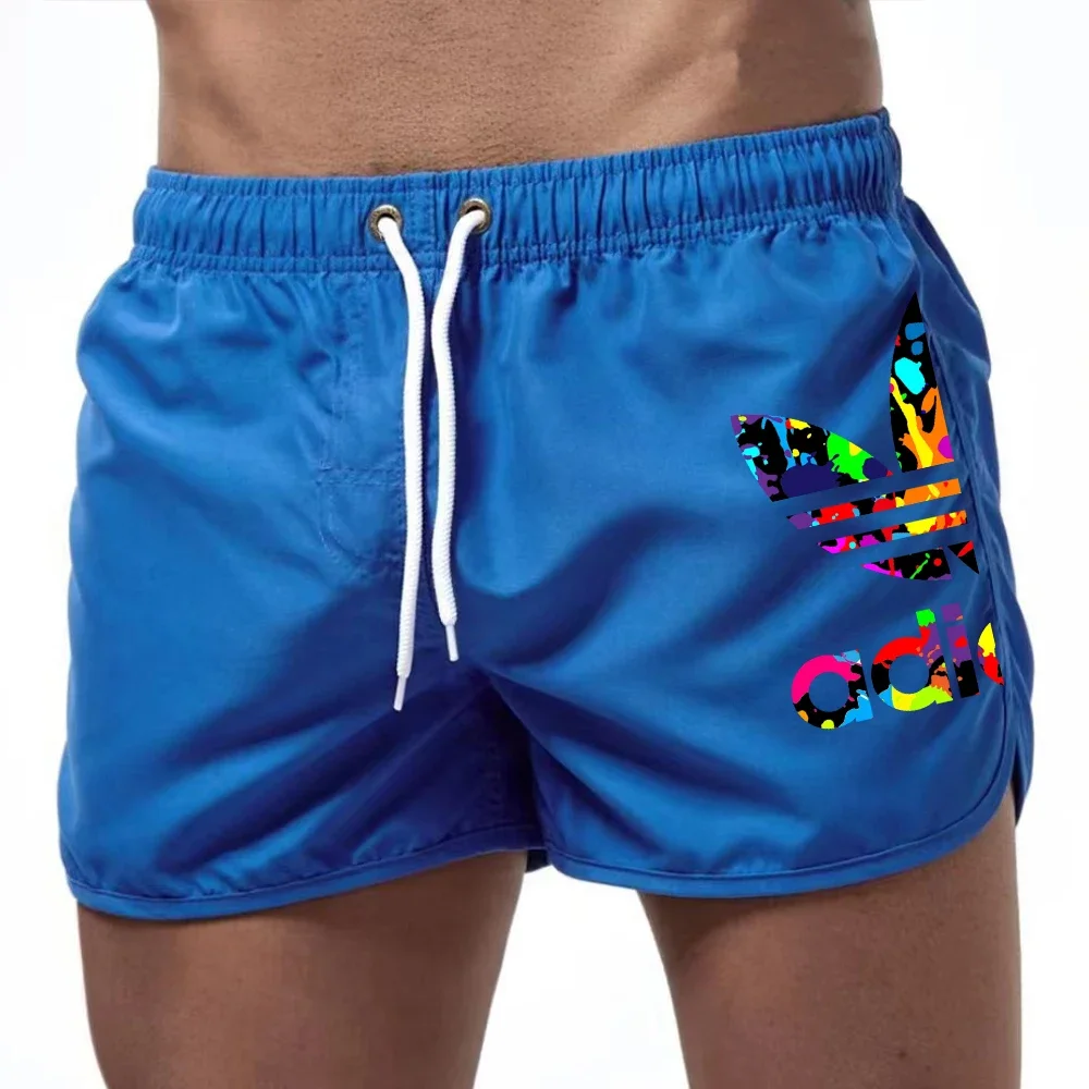 2026 New Men's Quick Dry Athletic Shorts with Colorful Print Graphic, Elastic Waist Drawstring Lightweight Sports & Beach Trunks