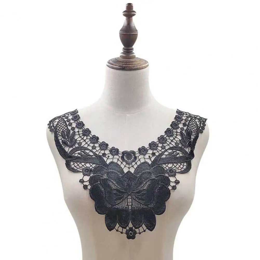 Embroidered Lace Collar Hollow Flower Lace Collar Applique for Diy Sewing Wedding Dress Halloween Cosplay Women's Costume