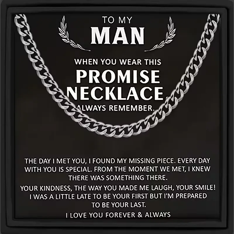 Classic Cuban Necklace, with Message Card&Gift Card, for Boyfriend/Husband/Lover, Ideal Birthday/Festivals/New Year/Party Gift