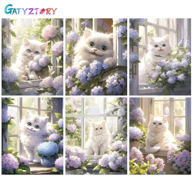 

GATYZTORY Frame Cat Animal Paint By Numbers For Adults Kids Landscape HandPainted Oil Painting DIY Gift Home Decor 60x75cm