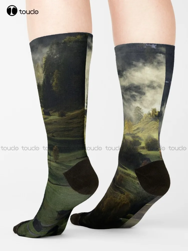 Strange-Things Horror Socks White Soccer Socks Fashion Creative Leisure Funny Art Abstract Oil Painting Socks Unisex Adult