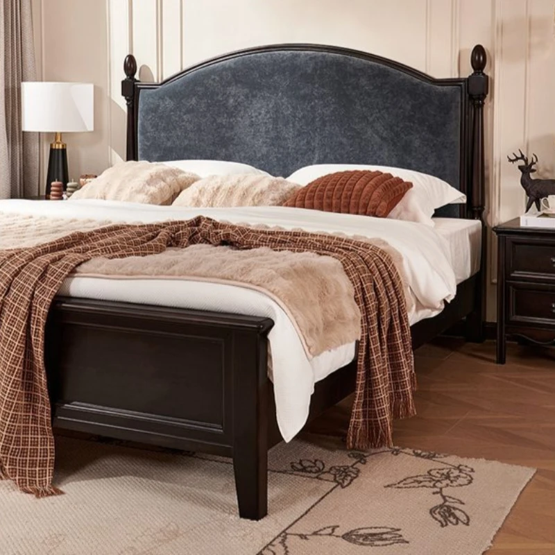 

Основания и каркасы кроватей из цельного дерева во французском стиле ретро. Современная черная мягкая кровать для спальни. Высококачественная мебель для спальни Camas FYBB.