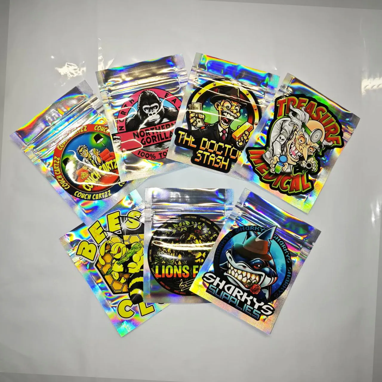 7*10cm Smell Proof Mylar Bags 1g Resealable Zipper Bags with Sealing Food Storage Packaging Pouches Holographic Laser Finish