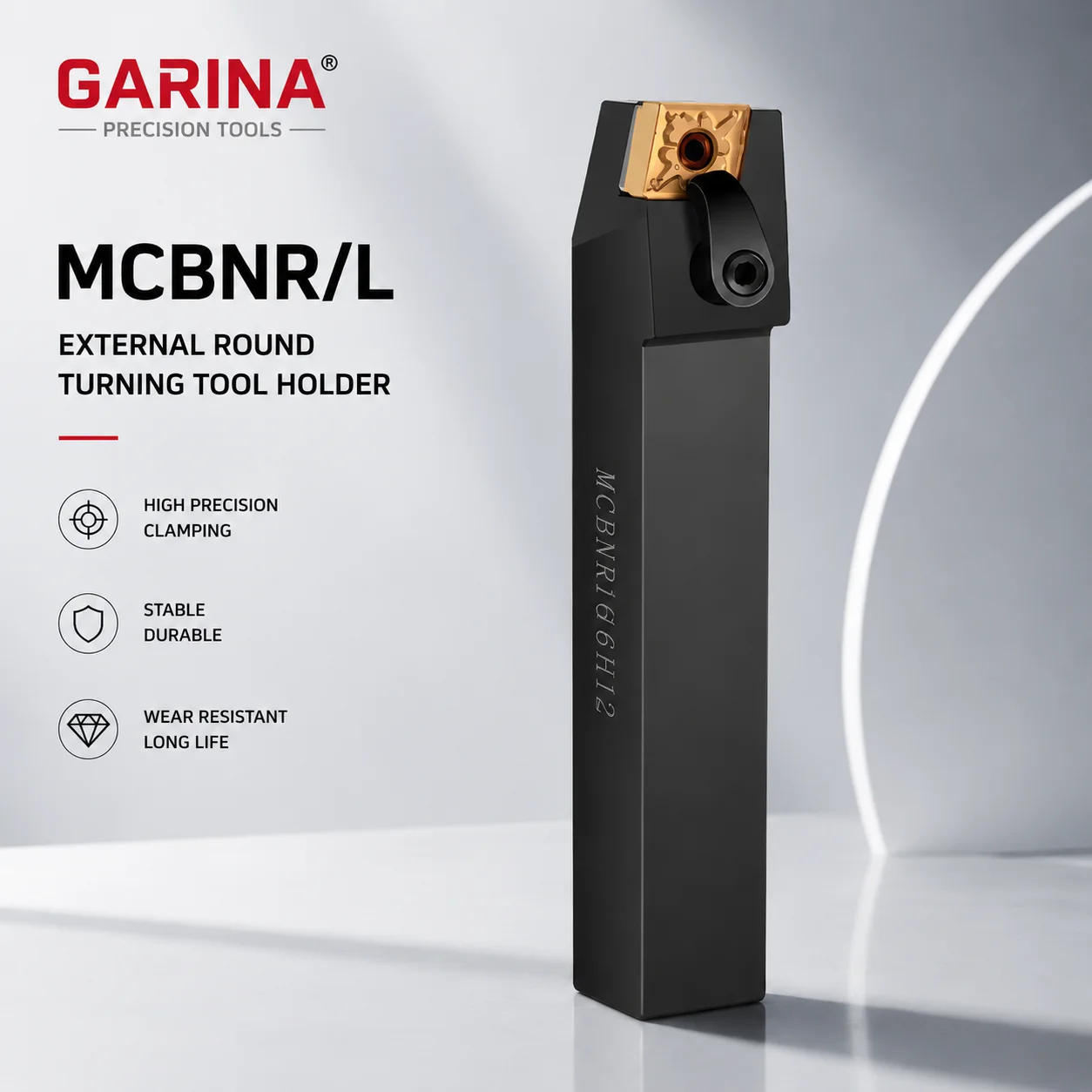 Portaherramientas de Torneado Externo GARINA MCBNR/L 75 °   Barra de herramientas para torno CNC para insertos CNMG MCBNR2020K12 MCBNR2525M16 MCBNR3232P