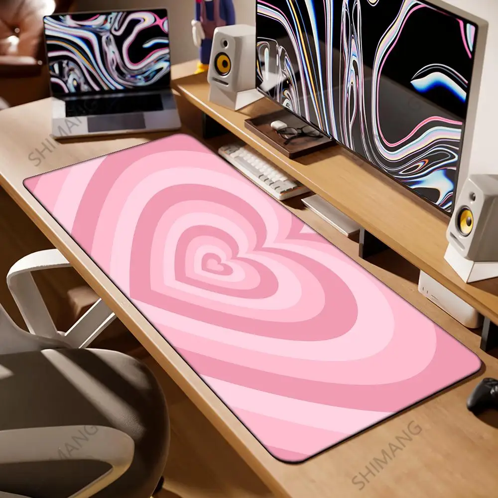 

Coffee Love Heart Gaming Accessories Laptop Mousepad Rubber Anti-skid Keyboard Mat Computer Offices Game Desk Mat Pink Mousepad