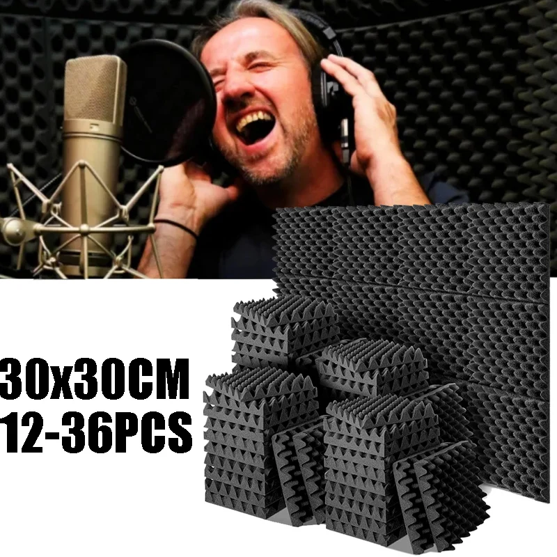 

30x30 см акустические пенопластовые панели, звукоизоляционная настенная плитка для студии для шумоподавления, контроля эха, звукопоглощение высокой плотности