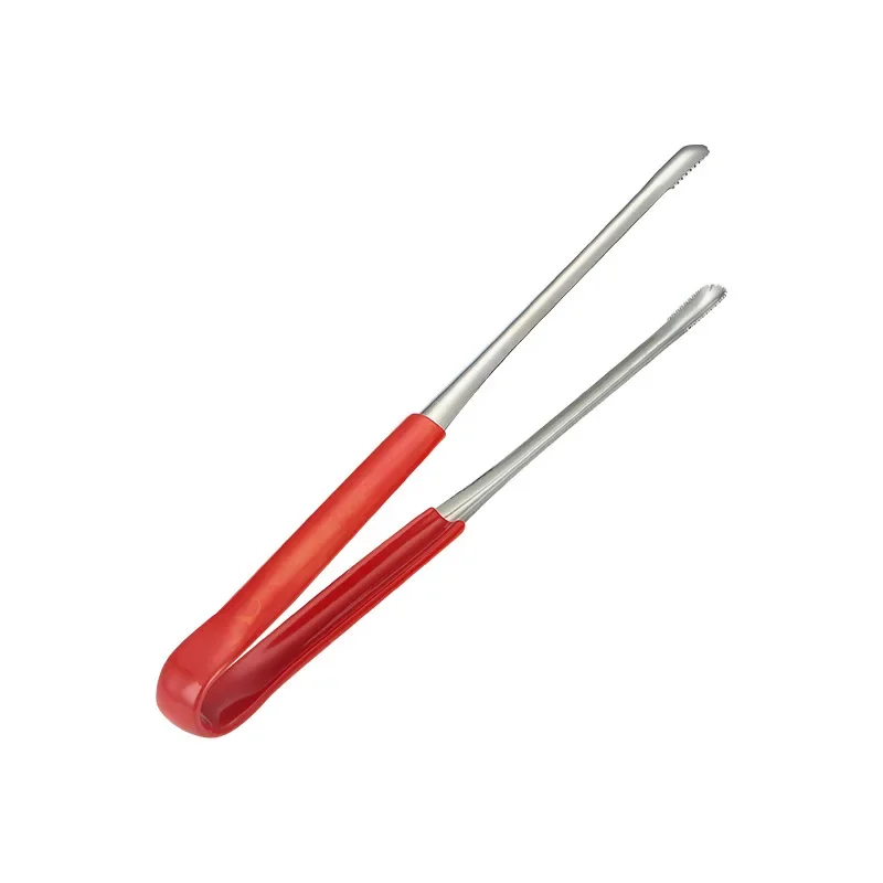 Stainless Steel BBQ Tongs Salad Food Meat Vegetable Red Glue Clips Bread Pasta Serving Tongs Non-Stick Kitchen Cooking Tools