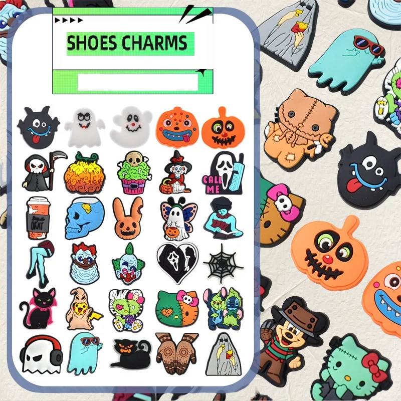 30 Stück Cartoon-Schuhzubehör, 30 Stück, Halloween-Geist, PVC-Schuhzubehör, Schnalle, Weihnachtsgeschenk für Kinder
