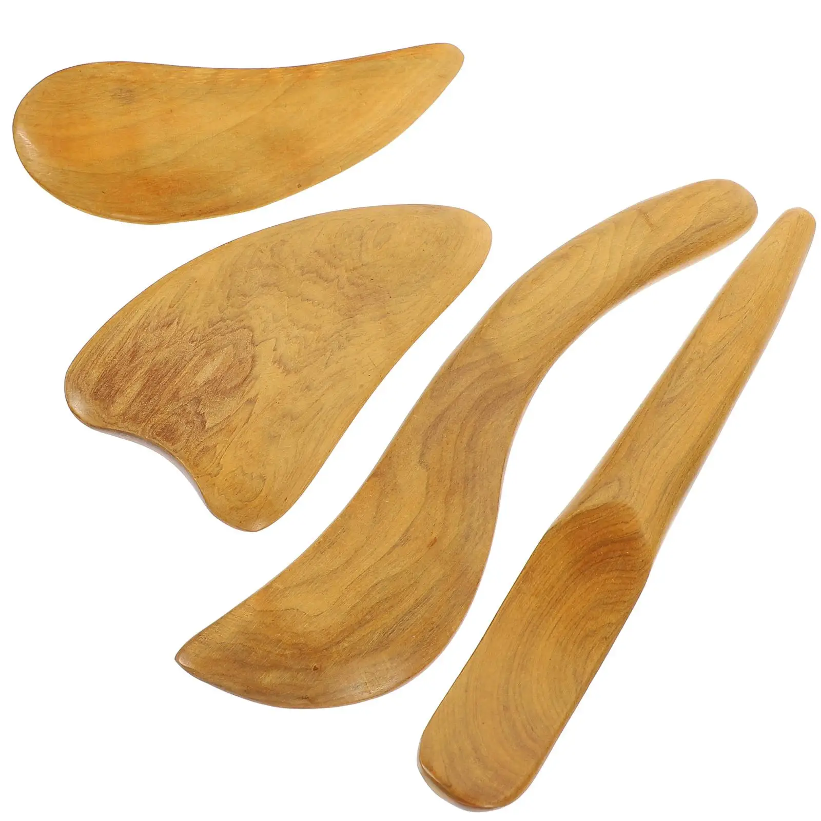 

4 Pcs Scraping Board Set Face Massagers Tool Wooden Scraper Portable Kit Camphor Massaging Body