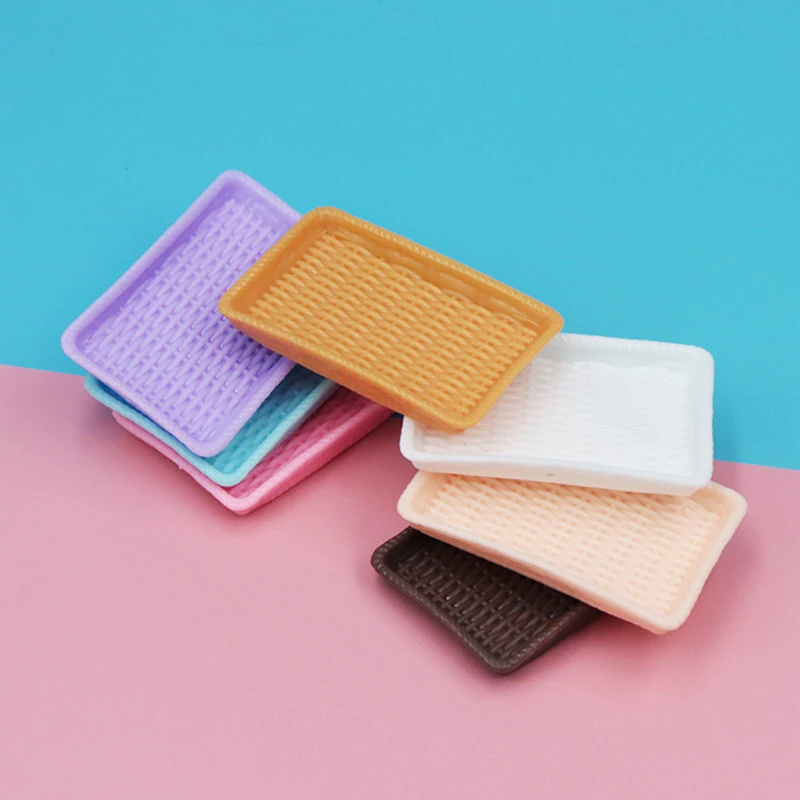 5Pc Poppenhuis Miniatuur Plastic Mand Serveerschaal Schotel Dessert Lade Model Meubels Accessoires Voor Poppenhuis Decor Kinderen Speelgoed