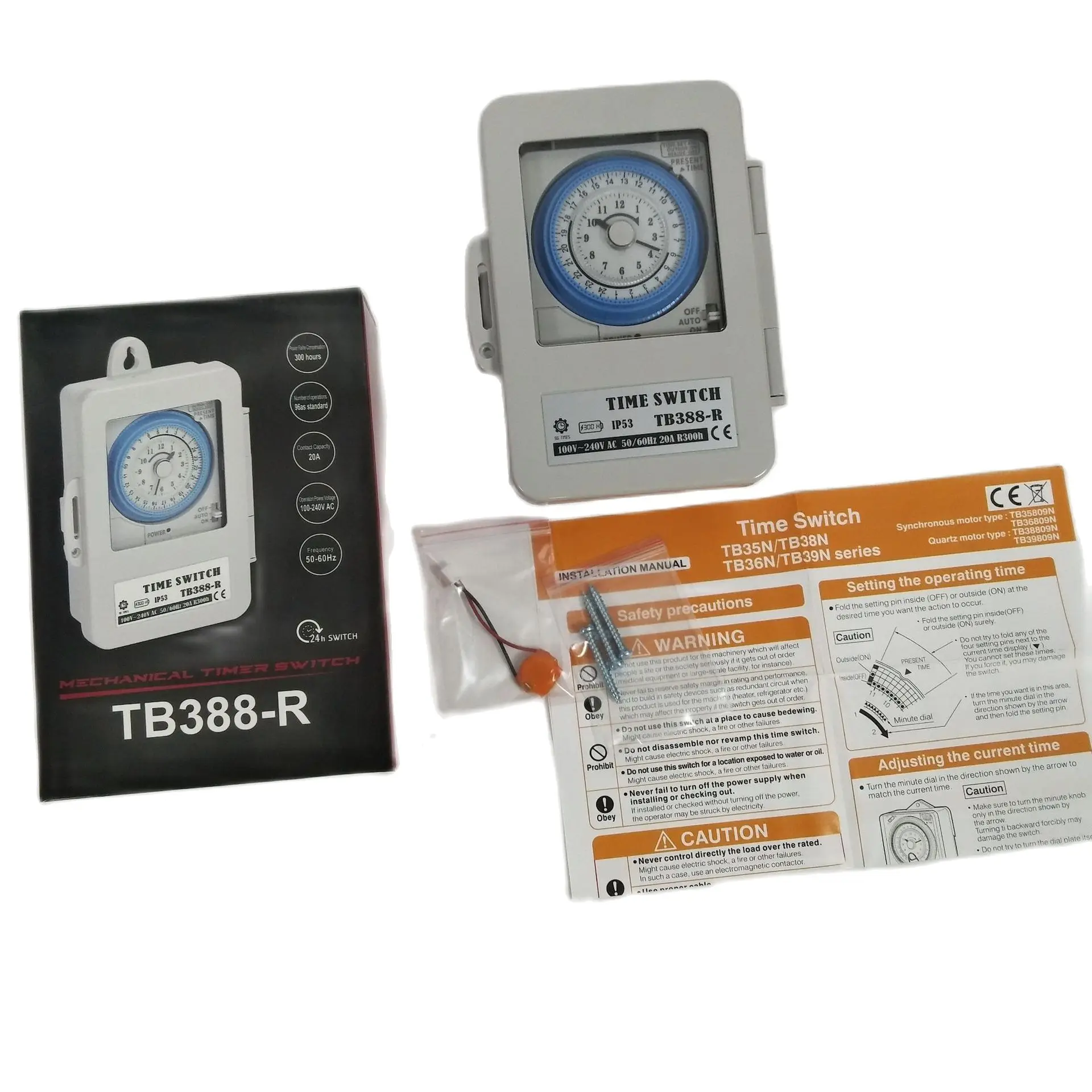 Timer meccanico TB388 TB388R 15 minuti 24 ore relè interruttore orario analogico AC220V 20A interruzione di corrente per l\'arabia saudita