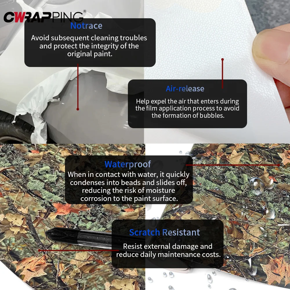 

Automotive Vinyl Paper for Car Tuning Accessories Auto Leaf Camouflage Film Exterior Car Stickers Waterproof Paint Body Covering