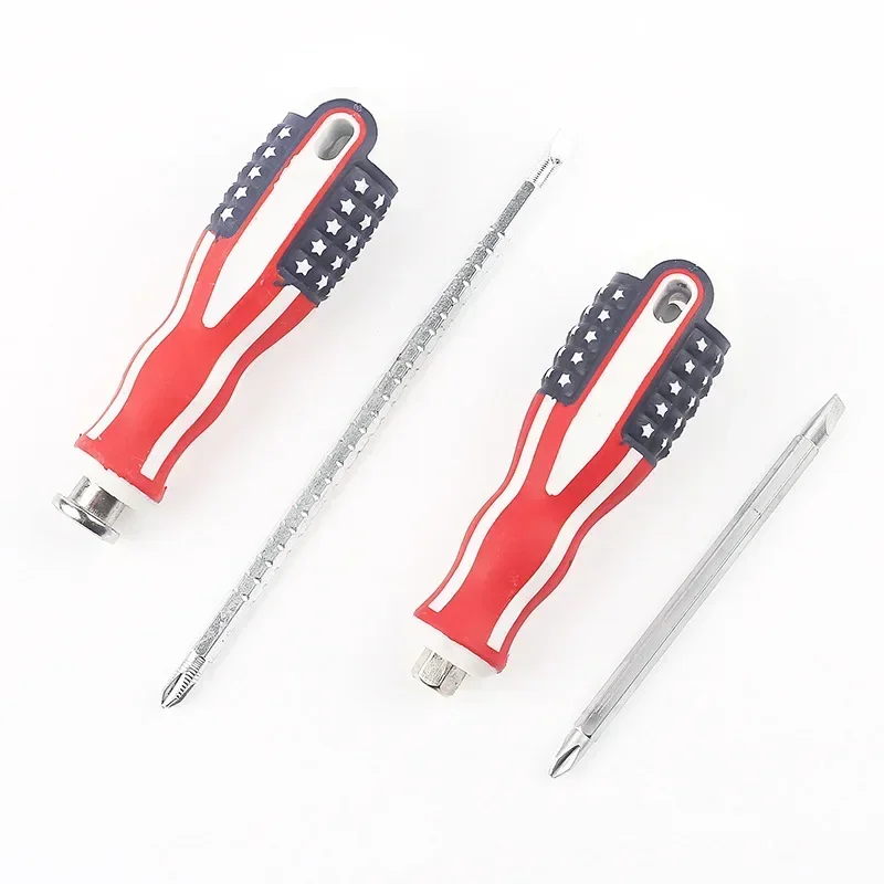 Double-Use Screwdriver Removable Hand Tool Chrome Vanadium Steel Repair Tool Handle Flathead Screw Driver